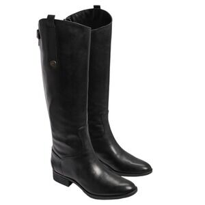 Sam Edelman Black Leather Equestrian Riding Boots Women 11M Knee High Back Zip